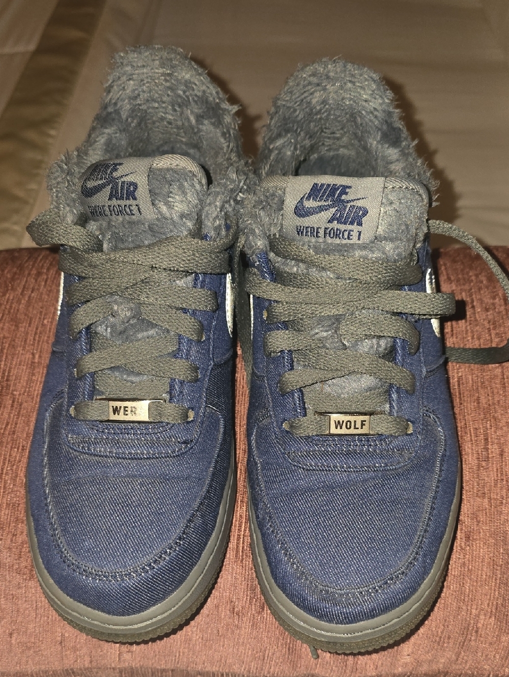 NIKE AIR FORCE 1 ONE PINNACLE QS WEREWOLF SIZE 7 WITH CUSTOM FANGS LACE LOCKS